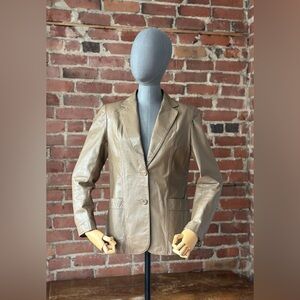 Leather Blazer Tan Straight Fit Jacket